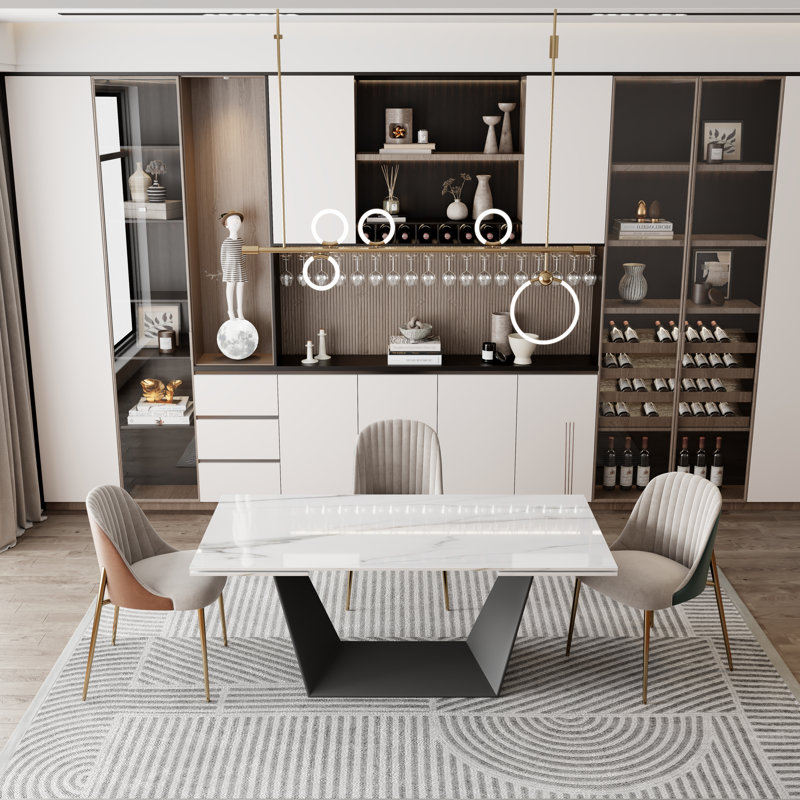 Armano Extendable 10 Seater Faux Marble Rectangular Dining Table
